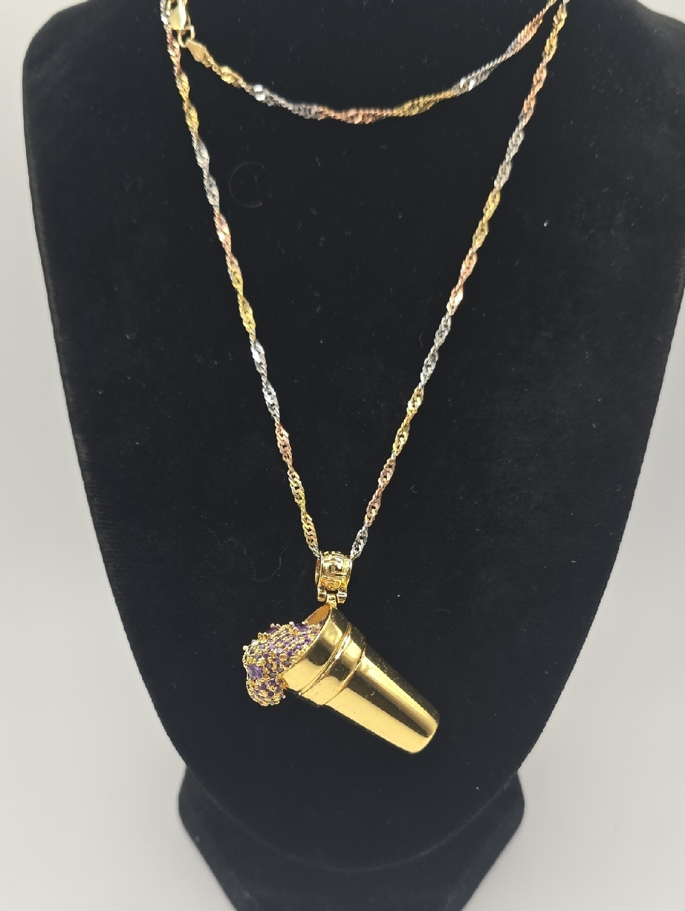 King Ice X Snoop Dogg Purple Drank Jungl Julz On Two Toned Sterling Silver Chain